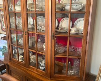 solid wood china cabinet with four doors, four lower cabinets for storing