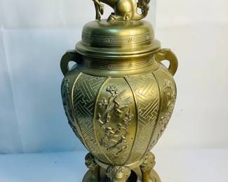 GRLE313 Asian Brass Incenser Incenser is approximately 18' tall and very ornate.