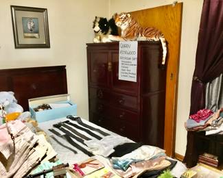 Rosewood bedroom set, women’s accessories.