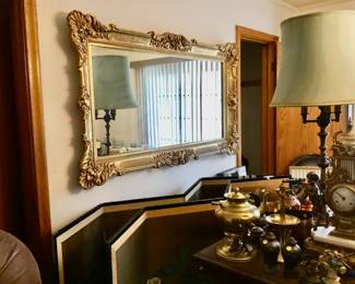 Mirror, Asian screens, glider rocker.