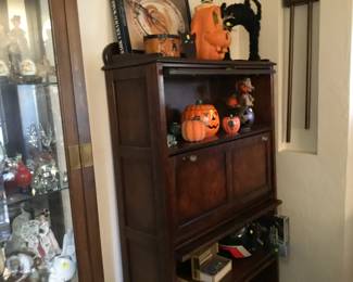 Antique secretary desk, holiday decor.