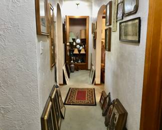 Framed artwork, table lamps.