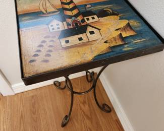 Handpainted Wrough Iron Table 