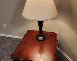 Two Sofa Side Tables and Two Matching Lamps
