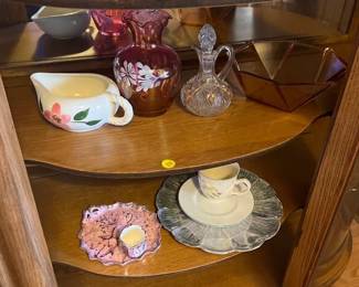 VASE, DECANTER, DISHES, ETC.
