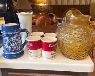  PITCHER, STEIN, VASE, CAMPBELL’S MUGS