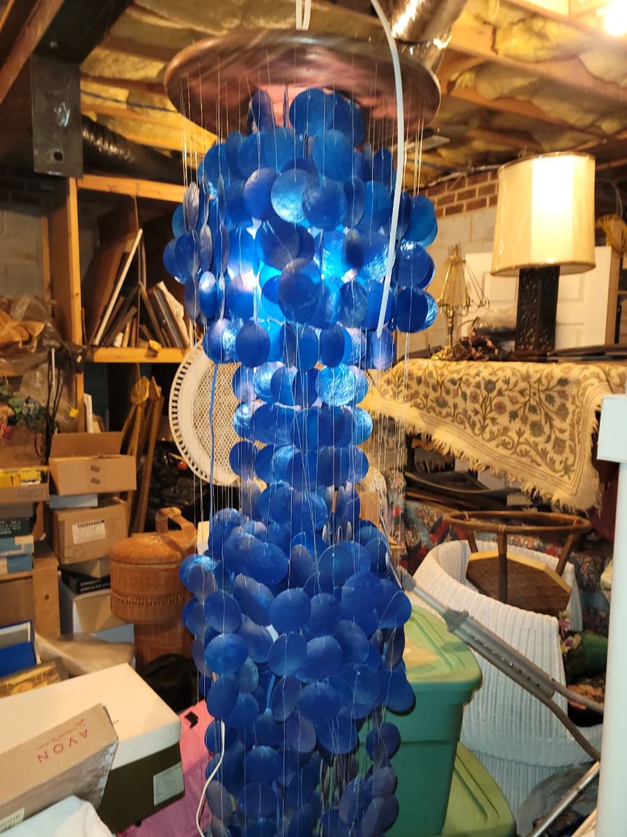 Vtg 6ft tall Capiz shell chandelier