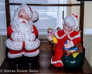 Vintage Ceramic Santa and Mrs Santa