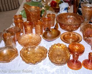  Table of Vintage Carnival Glass