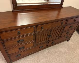 A22 - $175. Measures 68" long x 18" deep x 35.5" tall. Mirror adds 44" in height. 