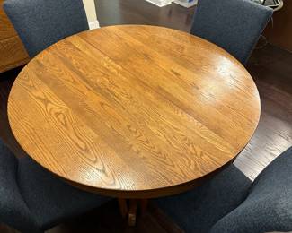 A3 - $95. Solid Wood Pedestal Table. Measures 45" round x 31" tall. 