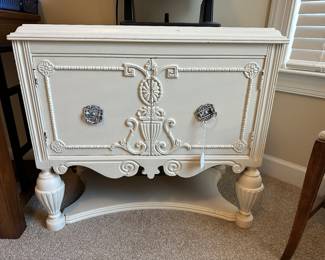 A28 - $60. Shabby Chic Cabinet. Measures 29.5" wide x 16.75" deep x 27.5" tall. 