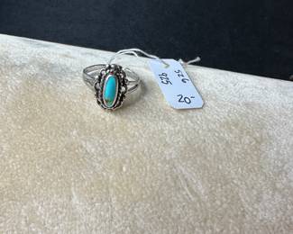 J4- $20. Sterling & Turquoise size 6