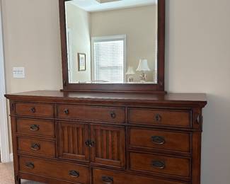 A22 - $175. Measures 68" long x 18" deep x 35.5" tall. Mirror adds 44" in height. 