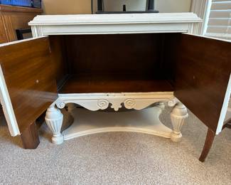 A28 - $60. Shabby Chic Cabinet. Measures 29.5" wide x 16.75" deep x 27.5" tall. 