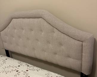 A20 - $350. Queen size upholstered headboard with original mattress factory adjustable base & clean mattress. 