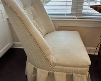 A15 - $30 Single Upholstered Side Chair. Measures 24" wide x 27" deep x 33" tall. 