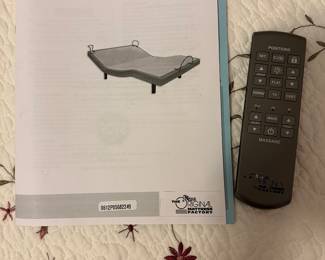 A20 - $350. Queen size upholstered headboard with original mattress factory adjustable base & clean mattress. 