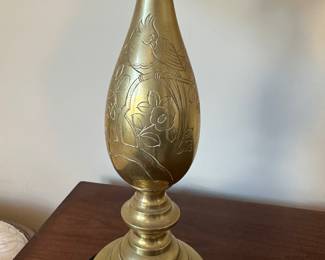 A31 - $25. Brass Table Lamp with Bird Design. 