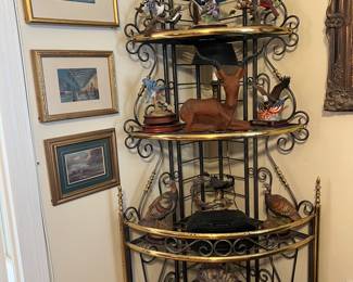 Iron shelf with Knick knacks.
