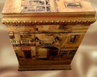 Side view of chest detailing and handles.   Rare find.