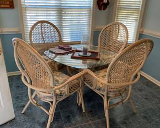 Wicker Glass top kitchen table and chairs