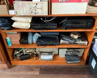 Bookshelves and loads of electronics