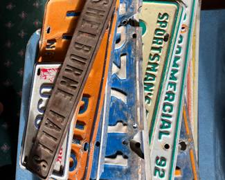 Vintage license plates, more also not photographed