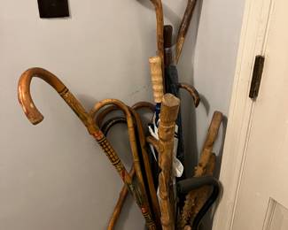 Lots of walking stocked and canes