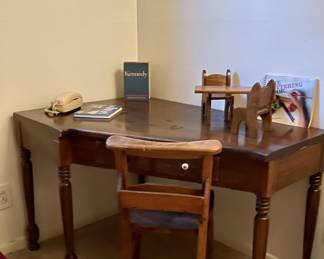 Ethan Allen Corner Desk, Vintage School Chair