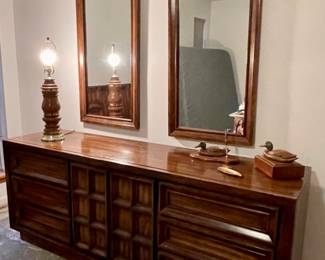 MCM American of Martinsville Dresser with Twin Mirrors
