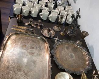 silver plate items, restaurant china