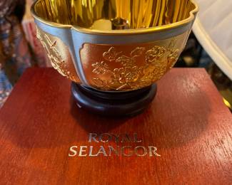 Malaysian Selangor gilded pewter bowl