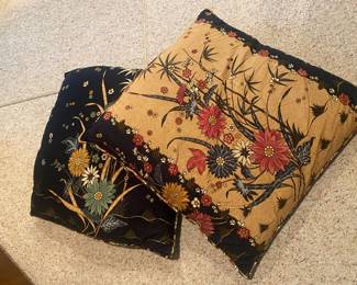 Batik covered floor pillows