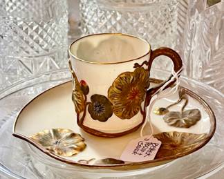 Golden Leaf Teacup and Saucer