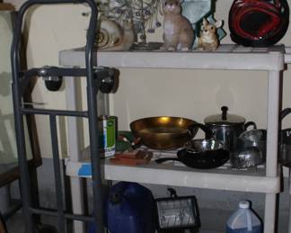 Dollie, Metal Yard Art, Farberware, Work Light