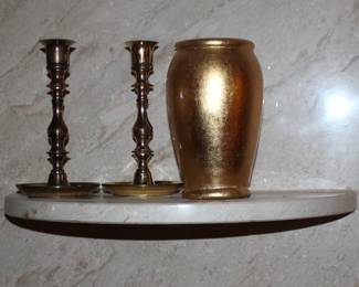 Candle Sticks and Gold Vase