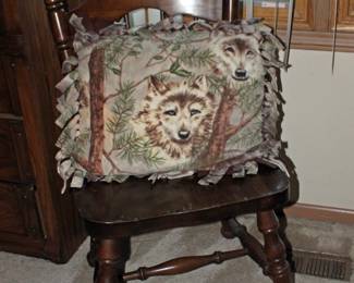 Side Chair and Wolf Throw Pillows