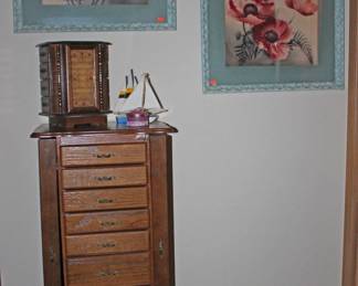 Floral Framed Art and Jewelry Boxes