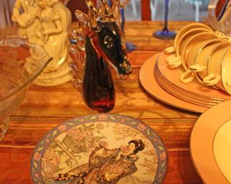 Glass Horse, Figurines, Asian Plate, Dishware