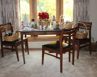Christmas Ornaments and MCM Table and Chairs