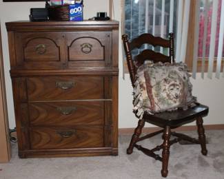 Dresser and Wood Chair