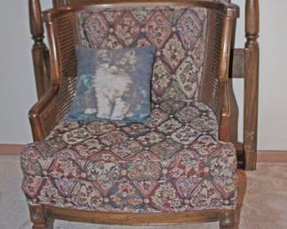 Headboard with Eagle and Accent Chair and Throw Pillow