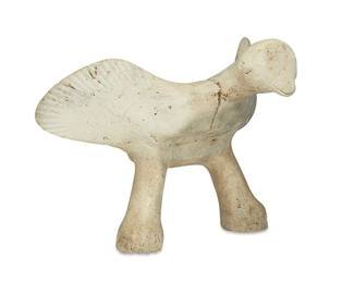 98
Karoo Ashevak
1940-1974, Inuit; Spence Bay/Taloyoak
Carved Bird Figure
Whalebone
Annotated in pen to underside, possibly by another hand: Karoo Ashevak
9.5" H x 12.875" W x 9.5" D
Estimate: $2,500 - $3,500