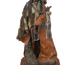 260
David Lemon
b. 1945
"Peace Talker"
Patinated and cold-painted bronze on a wood plinth
Edition: 5/40
Signed and numbered in the casting: Lemon ©; titled and attributed to front plaque
15.5" H x 7.5" W x 5.75" D
Estimate: $1,000 - $1,500