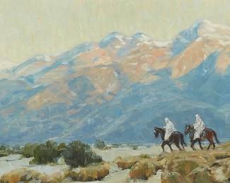 3
John Modesitt
b. 1955
Two Figures On Horseback In A Mountainous Landscape
Oil on canvas
Signed lower right: Modesitt
12" H x 24" W
Estimate: $1,000 - $1,500