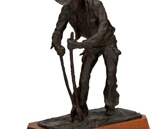 18
A. Kelly Pruitt
1924-2009
"Quitting Time," 1971
Patinated bronze on a wood base
Edition: 1/36
Signed, dated, and numbered in the casting: A. Kelly Pruitt / 1971
Overall: 21" H x 16.5" W x 9.5" D
Estimate: $400 - $600