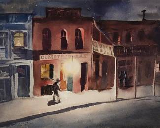 22
Charles Payzant
1898-1980
Nocturnal Western Street Scene
Watercolor on paper
Signed lower right: Charles Payzant
Sheet: 13.5" H x 19.5" W
Estimate: $2,000 - $3,000