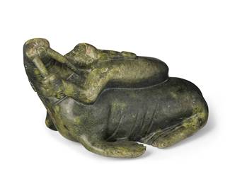 95
Qavaroak Tunnillie
1928-1993, Inuit; Cape Dorset/Kinngait
"Talelayo And The Walrus"
Soapstone
Appears unmarked
10.25" H x 17" W x 12" D
Estimate: $600 - $800