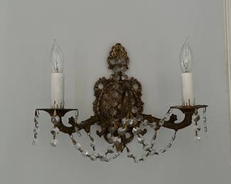 (2) matching crystal/brass sconces (only one is photographed)